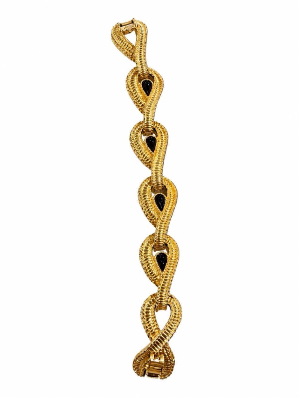 Givenchy Gold Tone Black Enamel Bracelet
